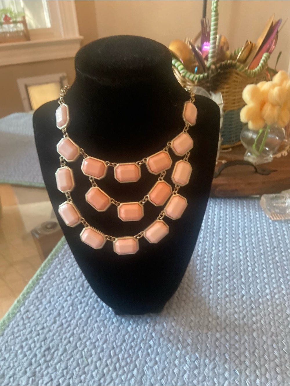 Pink Tiered Statement Necklace - Elegant Layered Design